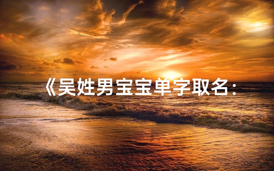 《吴姓男宝宝单字取名:传承经典,智慧启航》