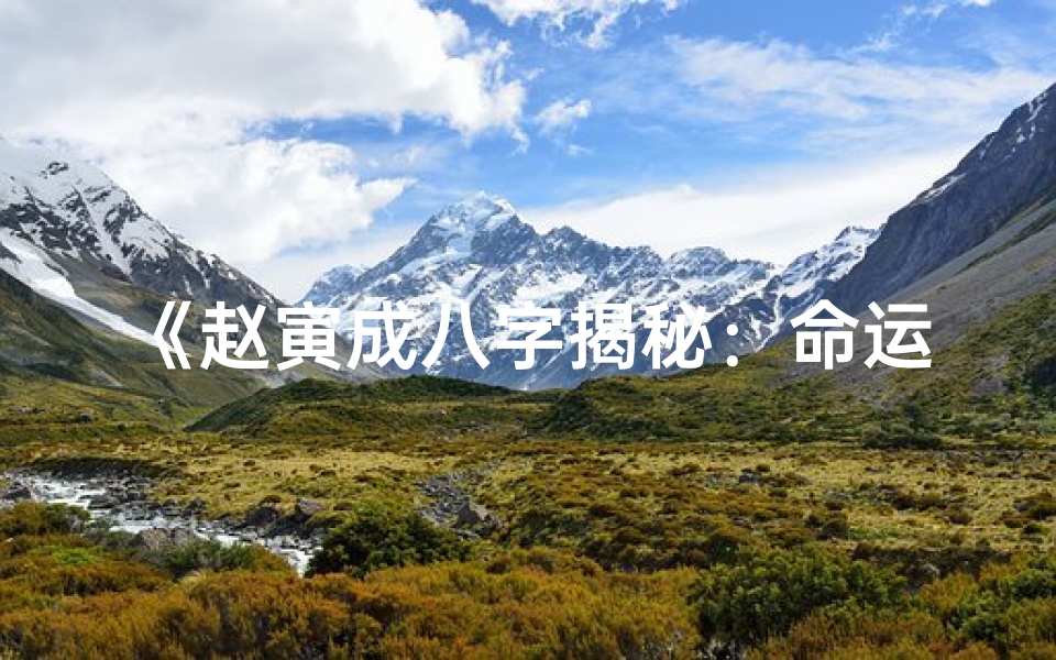 《赵寅成八字揭秘:命运转折点》