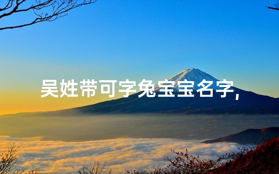吴姓带可字兔宝宝名字,《吴可兔宝宝,寓意吉祥的可爱之名》