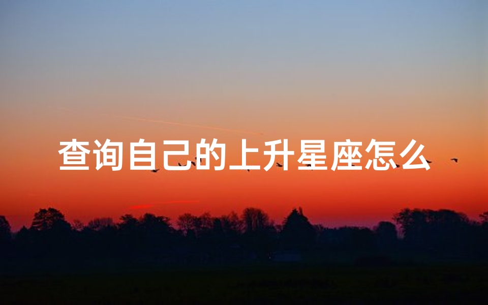 查询自己的上升星座怎么查(怎么查个人上升星座)