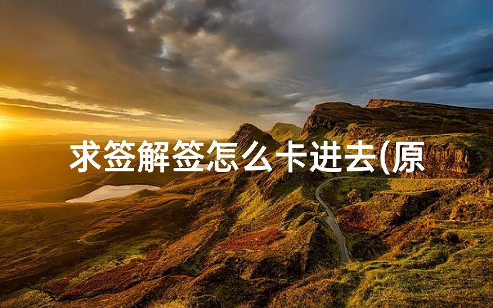 求签解签怎么卡进去(原神求签在哪解签)-算卦网
